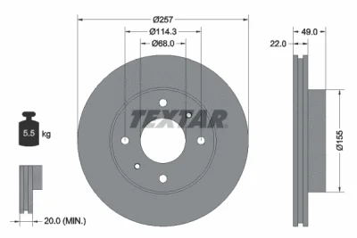 Тормозной диск TEXTAR 92056300