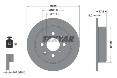 Тормозной диск TEXTAR 92077903