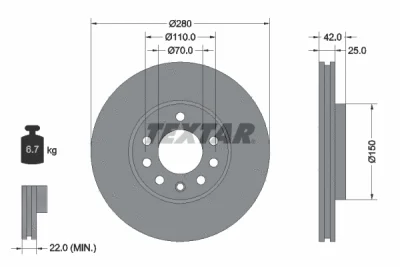 Тормозной диск TEXTAR 92091900