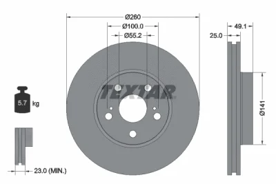 Тормозной диск TEXTAR 92096903