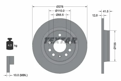 92118503 TEXTAR Тормозной диск