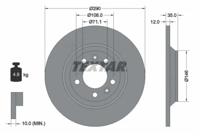 92129603 TEXTAR Тормозной диск