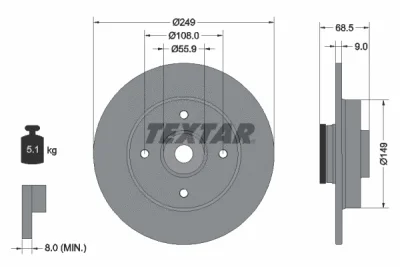 92133303 TEXTAR Тормозной диск