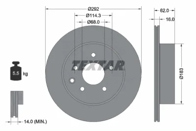 Тормозной диск TEXTAR 92144003
