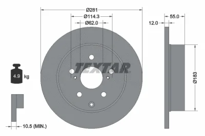 Тормозной диск TEXTAR 92162100