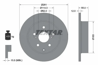 Тормозной диск TEXTAR 92162103