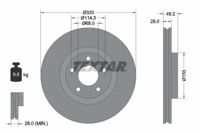 Тормозной диск TEXTAR 92162405