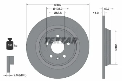 92162900 TEXTAR Тормозной диск