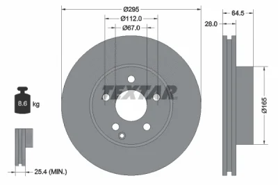 Тормозной диск TEXTAR 92163205