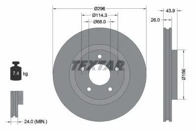 92167403 TEXTAR Тормозной диск