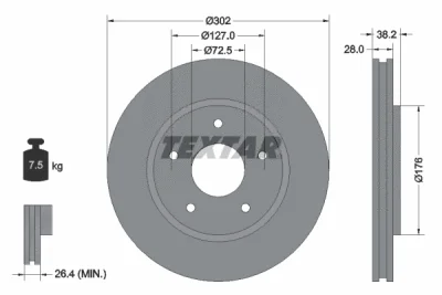 92181503 TEXTAR Тормозной диск