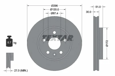 Тормозной диск TEXTAR 92186903