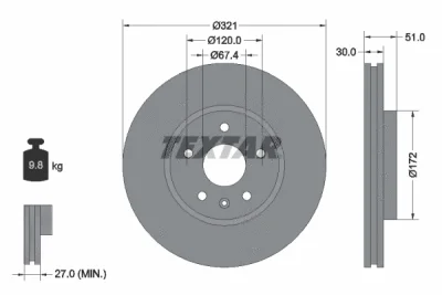 Тормозной диск TEXTAR 92187005
