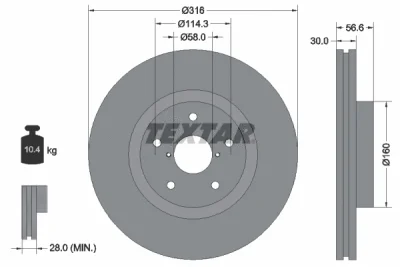 Тормозной диск TEXTAR 92199203