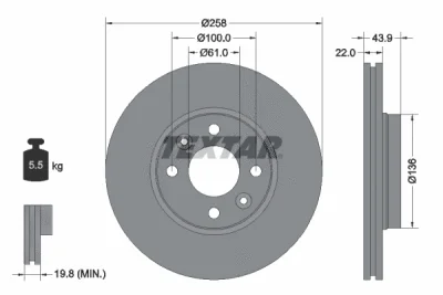 Тормозной диск TEXTAR 92241503