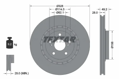 Тормозной диск TEXTAR 92259405