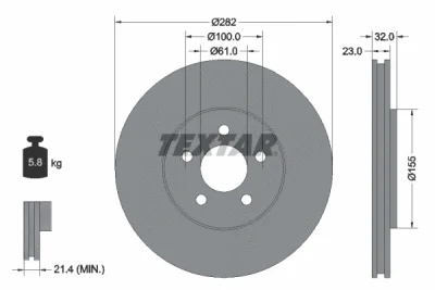Тормозной диск TEXTAR 92269303