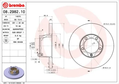 08.2982.10 BREMBO Тормозной диск