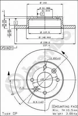 08.4284.20 BREMBO Тормозной диск