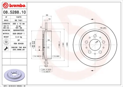 08.5288.10 BREMBO Тормозной диск