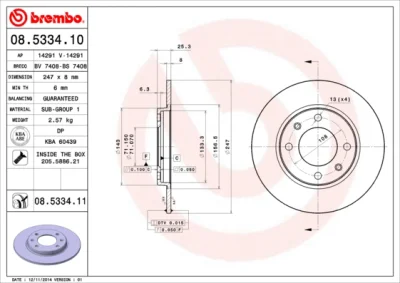 08.5334.10 BREMBO Тормозной диск