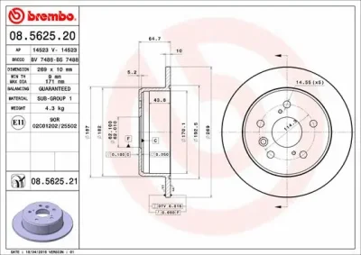 08.5625.20 BREMBO Тормозной диск