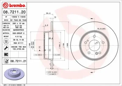 08.7211.21 BREMBO Тормозной диск