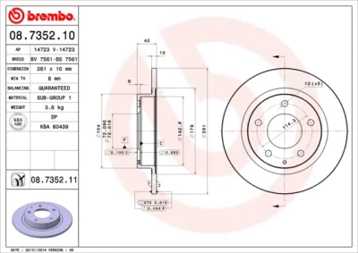 08.7352.10 BREMBO Тормозной диск