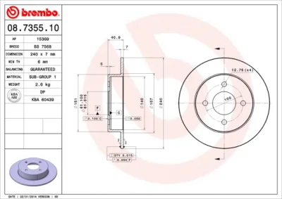 08.7355.10 BREMBO Тормозной диск