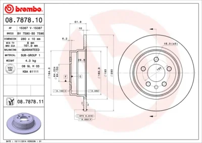 Тормозной диск BREMBO 08.7878.10