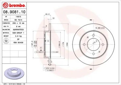 08.9081.10 BREMBO Тормозной диск