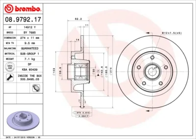 Тормозной диск BREMBO 08.9792.17