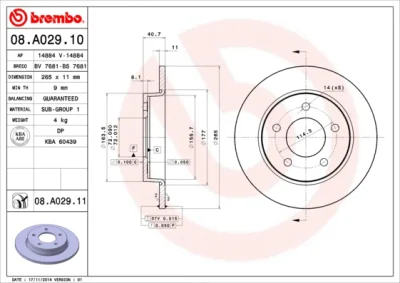 08.A029.11 BREMBO Тормозной диск