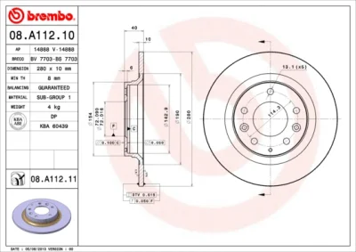 08.A112.10 BREMBO Тормозной диск