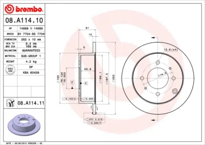 08.A114.10 BREMBO Тормозной диск