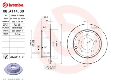 08.A114.30 BREMBO Тормозной диск