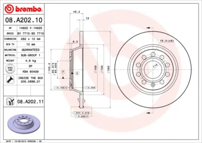 08.A202.10 BREMBO Тормозной диск