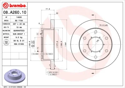 Тормозной диск BREMBO 08.A260.10