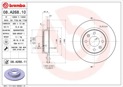 08.A268.10 BREMBO Тормозной диск