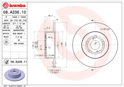 08.A336.11 BREMBO Тормозной диск