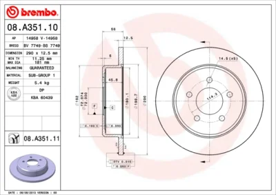 08.A351.10 BREMBO Тормозной диск