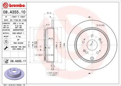 08.A355.10 BREMBO Тормозной диск