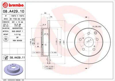 Тормозной диск BREMBO 08.A429.10