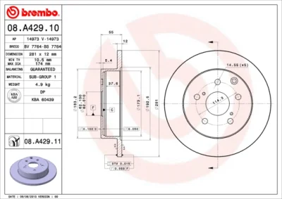 Тормозной диск BREMBO 08.A429.11