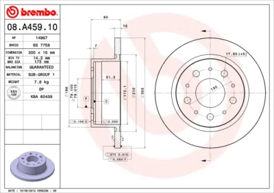 08.A459.10 BREMBO Тормозной диск