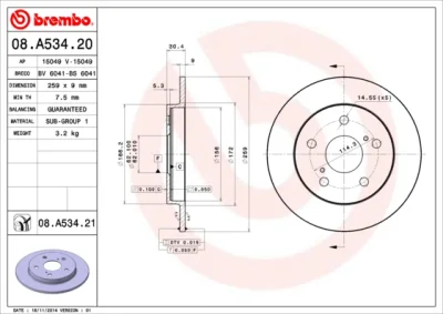 08.A534.20 BREMBO Тормозной диск