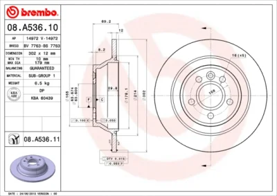 08.A536.10 BREMBO Тормозной диск