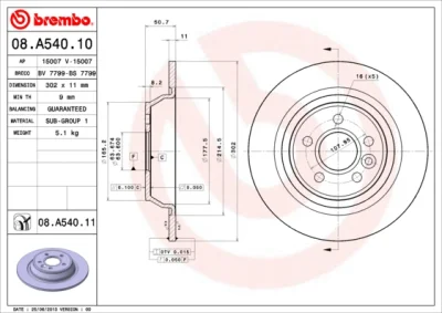 08.A540.11 BREMBO Тормозной диск