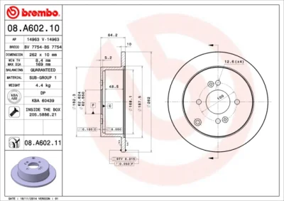 Тормозной диск BREMBO 08.A602.11