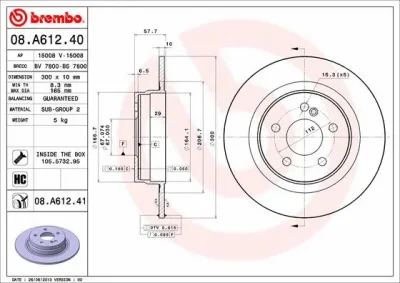 08.A612.41 BREMBO Тормозной диск